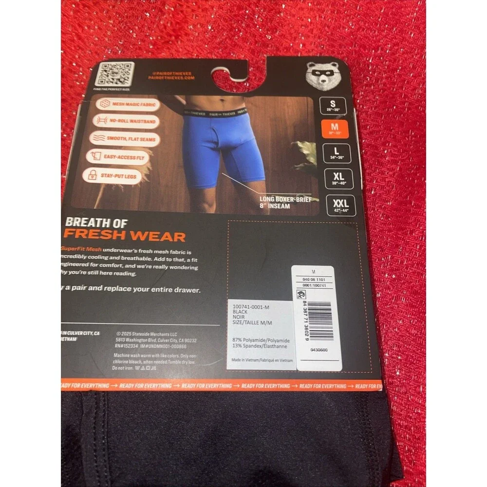 Pair Of Thieves Mens Super Fit Vented Mesh Cooling 8” Boxer Brief 2 Pack M